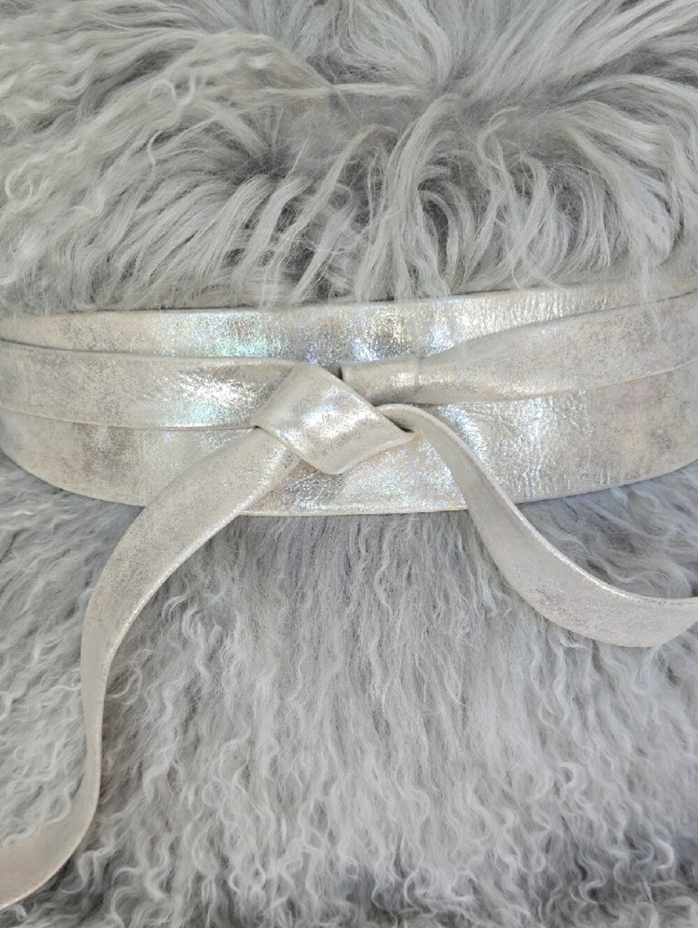 ADA Collection Classic Leather Wrap Belt | Silver Neutral | NWT - Picture 13 of 14